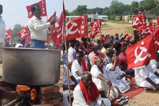 Mayiladuthurai farmer demands Compensation for Land Acquisition, விவசாயிகள் கஞ்சித் தொட்டி அமைத்து போராட்டம்