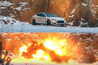 Tesla explosion 2021  Tuomas Katainen Blows his car in Finland  Man Blows Up Tesla Car with Dynamite  ടെസ്‌ല കാർ ഡൈനാമൈറ്റ് വെച്ച് തകര്‍ത്തു  പൊമ്മിജട്‌കട് യൂട്യൂബ് ചാനൽ  Pommijatkat youtube channel  ഫിന്‍ലാന്‍ഡ് യൂട്യൂബർ ടുമസ് കറ്റൈനെൻ  2013 മോഡൽ ടെസ്‌ല എസ്  Tesla Model S, 2013 explosion  tesla car blast viral video  ടെസ്‌ല കാർ പൊട്ടിത്തെറി വൈറൽ വീഡിയോ