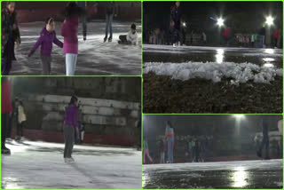 skating on snow in ice skating rink shimla