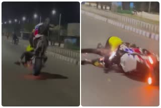 Accident happened during bike stunt in Bhopal