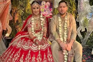 Tejashwi In Delhi With Wife Rajshree