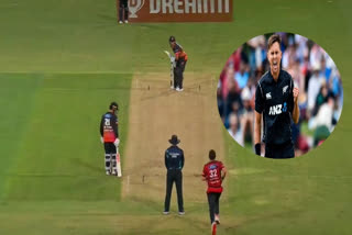 Trent Boult hits last-ball six