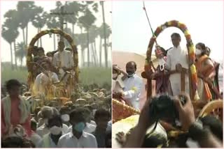 N V Ramana travels in bullock cart in his hometown, receives rousing welcome
