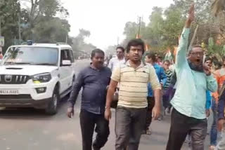 tmc agitation against bjp leader dilip ghosh at belda
