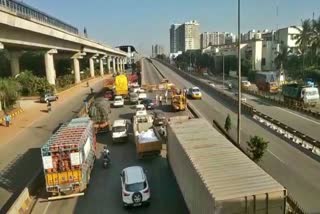 National highway peenya flyover closed due to cable construction work