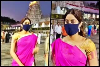 Janhvi Kapoor visits Tirupati clad in South Indian half-sari