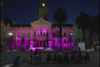 Cape Town City Hall lit purple in tribute to Tutu