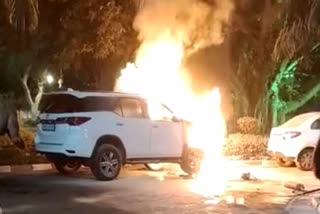 fire in bjp mla pramod vij car