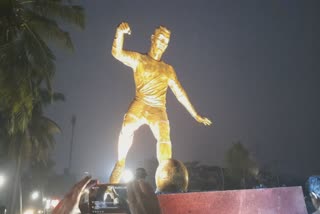 Cristiano Ronaldo's statue installed in Goa  Cristiano Ronaldo's statue  Cristiano Ronaldo's statue in Calangute  ഗോവയില്‍ ക്രിസ്റ്റ്യാനോ റൊണാള്‍ഡോയുടെ പ്രതിമ സ്ഥാപിച്ചു