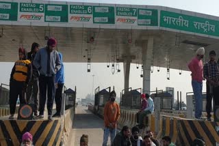 Sikh community protest at Milk Majra Toll Plaza