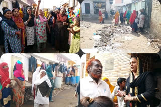 Faisal Nagar Without Drinking Water  no drinking water in faisal nagar  etv bharat urdu news  protest for drinking water in faisal nagar