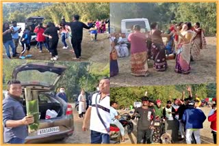 picnic parties gathered at Kaipholangso Waterfalls