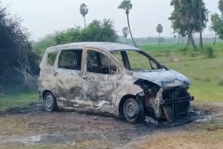 Car fired and Man burnt alive