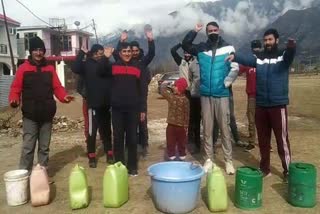 protest for drinking water at Kishtwar District