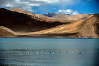 A new satellite image showing China building a bridge on its side of the Pangong lake in eastern Ladakh emerged on Monday amid the prolonged Sino-India military standoff in the border area.