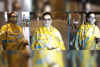 Bollywood actress Kajol took covid measures at Mumbai airport