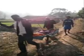 Pregnant woman carried on cot in Jharkhand