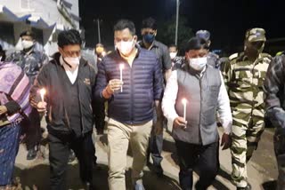 Soumitra Khan and others join in to a candle march to protest against Punjab PM attack case