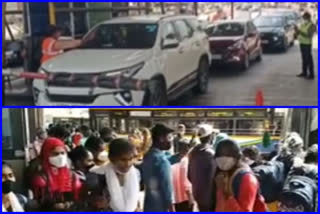 huge rush at keesara toll gate and kadapa bus stand due to sankranthi holidays