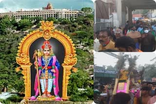 பழனி முருகன் கோயிலில் பக்தர்கள்  கூட்டம் அலைமோதியது