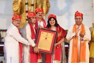 mp aparajita sarangi thanked lord jagannath and people after felicitated with first Saraswati Gyan Gaurav Puraskar