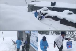 J&K: Braving snowfall and harsh weather conditions, health care workers were seen heading towards vaccination centers