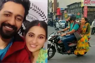 Vicky Kaushal and Sara Ali Khan shooting