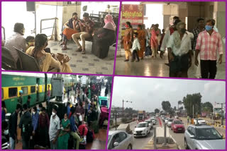 Rush at RTC Bus and Railway stations