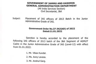 IAS officers in Junior Administrative Grade