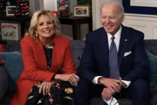 Biden couple packed cans of food on their tour of the food bank