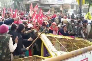 Anganwadi workers protest in Karnal