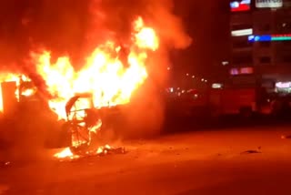 Woman charred to death as bus catches fire in Surat