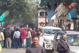 local people of borosul agitation against plastic rice in mid day meal