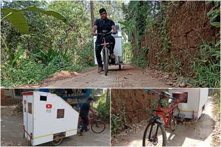 cyclecamper calicut  Aakash Krishnan cyclecamper  സൈക്കിൾ ക്യാമ്പറിൽ നാടുചുറ്റാന്‍ ആകാശ് കൃഷ്ണ  സ്വന്തമായി നിർമിച്ച സൈക്കിൾ ക്യാമ്പര്‍