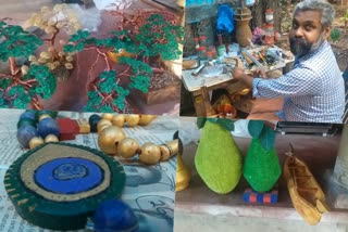 handicrafts from waste materials  sanil handicrafts  Terracotta ornaments sanil  പാഴ്‌വസ്‌തുക്കളിൽ നിന്നും കരകൗശലവസ്‌തുക്കൾ  സനിൽ കരകൗശല വസ്‌തുക്കൾ  ടെറാക്കോട്ട ആഭരണ നിർമാണം