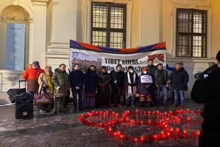 Tibetans organize rally demanding boycott of winter Olympics  winter Olympics 2022  winter Olympics china  boycott of winter Olympics over human rights violations  human rights violations china  ചൈനയുടെ മനുഷ്യാവകാശ ലംഘനം  ചൈനയിലെ വിന്‍റർ ഒളിമ്പിക്‌സ് ബഹിഷ്‌കരിക്കണമെന്ന് സേവ് ടിബറ്റ് ഓർഗനൈസേഷൻ  ചൈനയിലെ വിന്‍റർ ഒളിമ്പിക്‌സ് ബഹിഷ്‌കരണം  ചൈനക്കെതിരെ ലോക രാജ്യങ്ങൾ  വിന്‍റർ ഒളിമ്പിക്‌സ് 2022