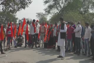 Demonstration in Janjgir Champa against illegal sand mining