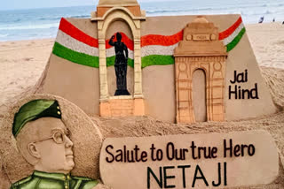 Sudarsan Pattnaik Sculpts Sand Art To Commemorate Subhas Chandra Bose's Birth Anniversary