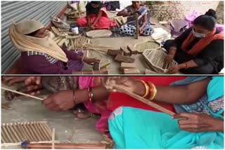 Women of Dhamtari engaged in bringing bamboo art to life
