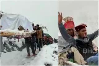 wedding between snowfall in Chamba Himachal Pradesh