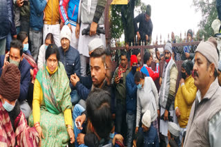 Sandhya Dalakoti sit on protest