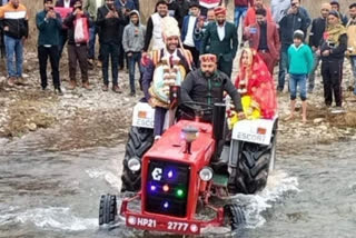 Groom on tractor in Barsar