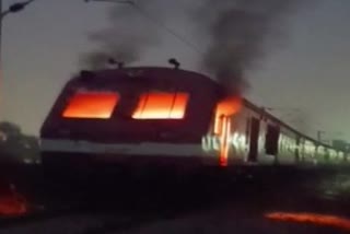 Students in Bihar protest against Railway Board's NTPC exam results, set train on fire in Bihar