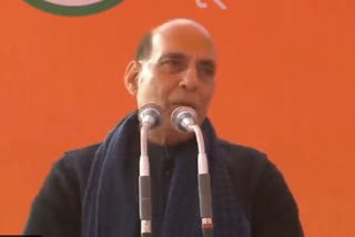 Rajnath Singh seeks vote for BJP candidate in a door to door campaign at UP's Ghaziabad