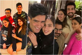 Manish Malhotra party with Gehraiyaan team  Manish Malhotra house party pictures  Deepika Padukone at Manish Malhotra party  Ishaan Khatter at Manish Malhotra party  Janhvi Kapoor Sara Ali Khan at Manish Malhotra party  Gehraiyaan release  Gehraiyaan promotions  അത്താര വിരുന്നില്‍ പിങ്കില്‍ തിളങ്ങി ദീപിക  കറുപ്പില്‍ തിളങ്ങി സാറയും ജാന്‍വിയും  അത്താഴ വിരുന്നില്‍ പങ്കെടുത്ത്‌ 'ഗെഹ്രൈയാന്‍' താരങ്ങള്‍