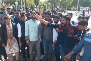 Protest of NSUI in Rajasthan University