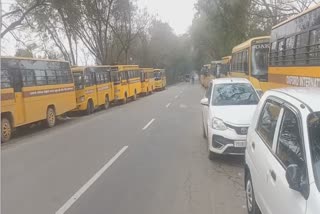 School Bus Drivers Protest, Toll Plaza Lachowal in Hoshiarpur