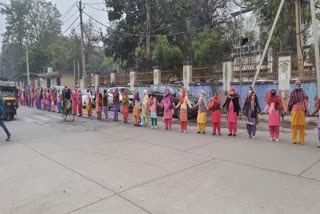 Aanganwadi workers Protest in Rohtak