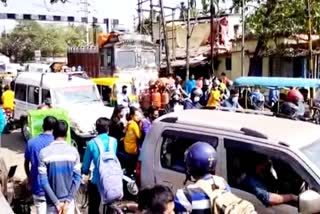 TMC workers block Road