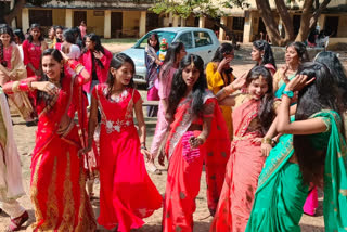 Girls of Giridih Womens College dance in Saraswati Puja in Giridih